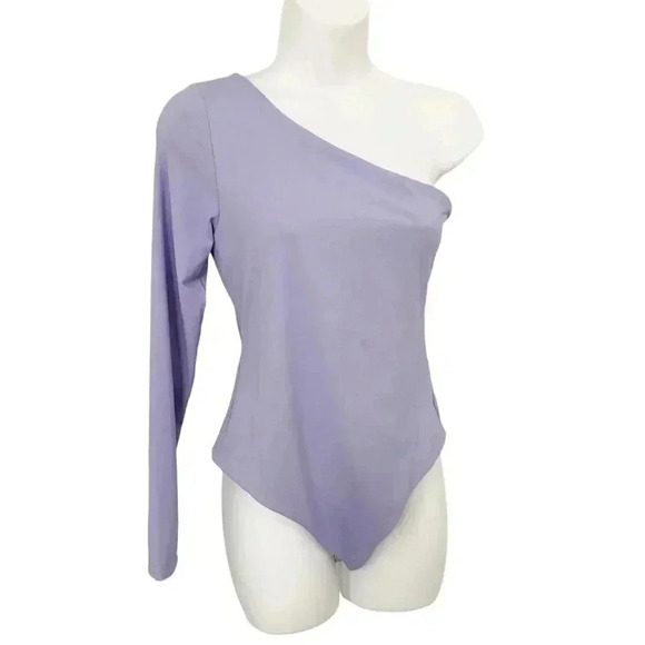 NWT Susana Monaco One Shoulder Bodysuit Sweet Lavender size Medium - Picture 2 of 6
